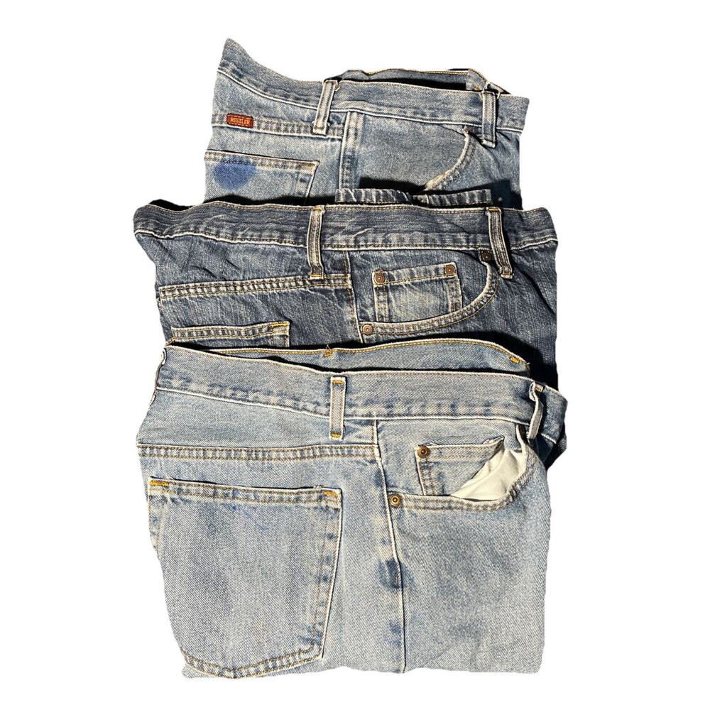 3 Pairs American Eagle Old Navy Rustler Men Work Jeans. 33x32Construction Pants